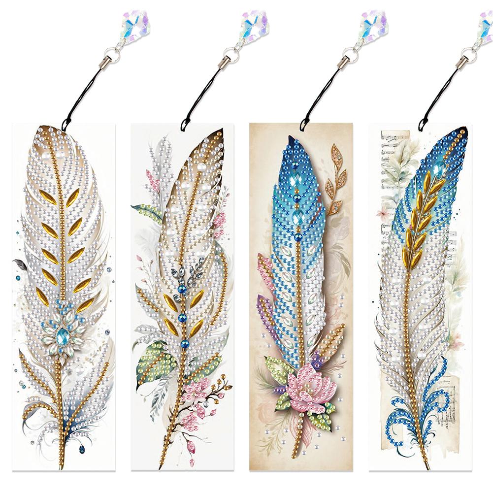 4Pcs DIY Irregular Shaped Diamonds Diamond Art Bookmark for DIY Making Beginners Adult Art Craft Supplies Handmade Birthday Gift