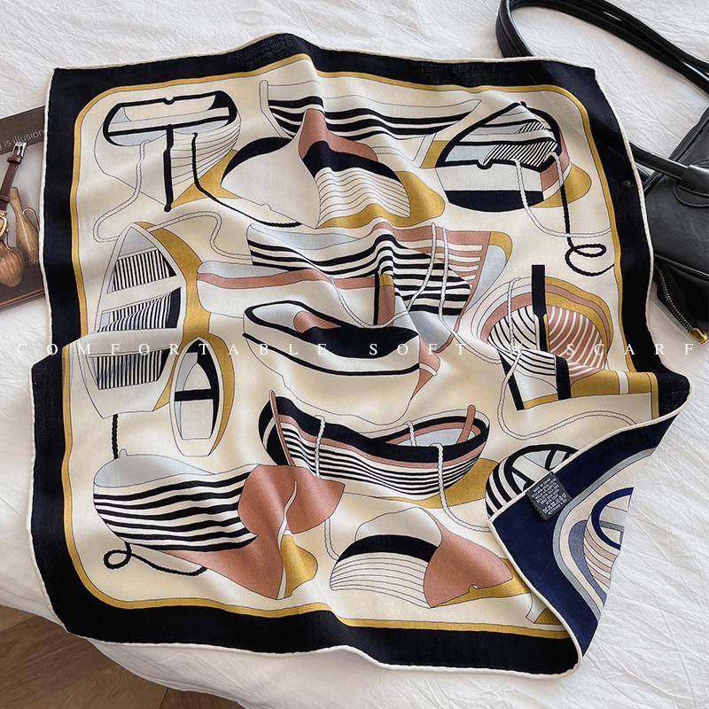 New thermal silk silk scarf shawl women's design silk wool scarf niche fashion silk wool square scarf
