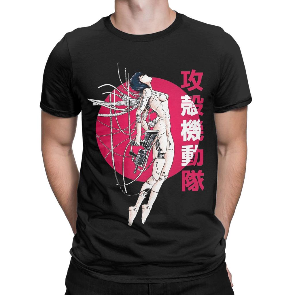 Ghost in the Shell  T-Shirt Beach   Sun Hip Hop T-Shirts Men 100 Cotton O-Neck Oversized Clothing Short Sleeves Funny Tshirt