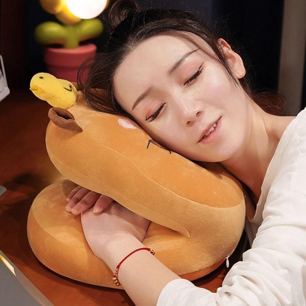 Super Soft Capybara Office Nap Pillow Double-sided Capybara Neck Pillow Hand Warmer Pillow  Office