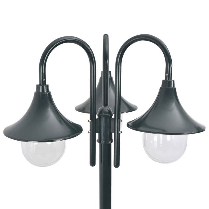 Garden Floor Lamp - vidaXL - 220cm - Aluminium - 3 Lanterns - Dark Green