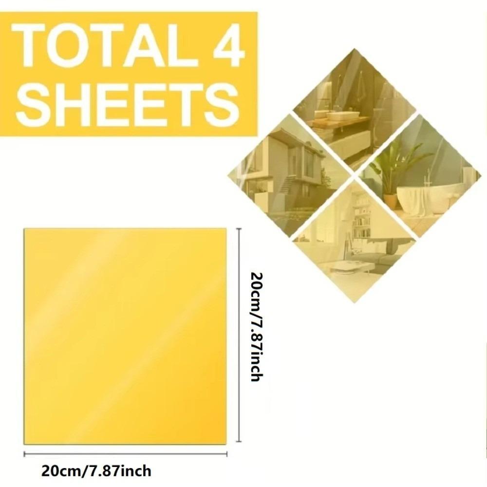4pcs Thickened Acrylic Mirror Stickers 20/30cm DIY Art Stickers New 3D Mirror Stickers  Living Room