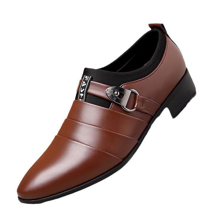 2024 Men's Leather Formal Business Shoes - Korean Style, Large Size, Pointed Toe, Casual Elegance