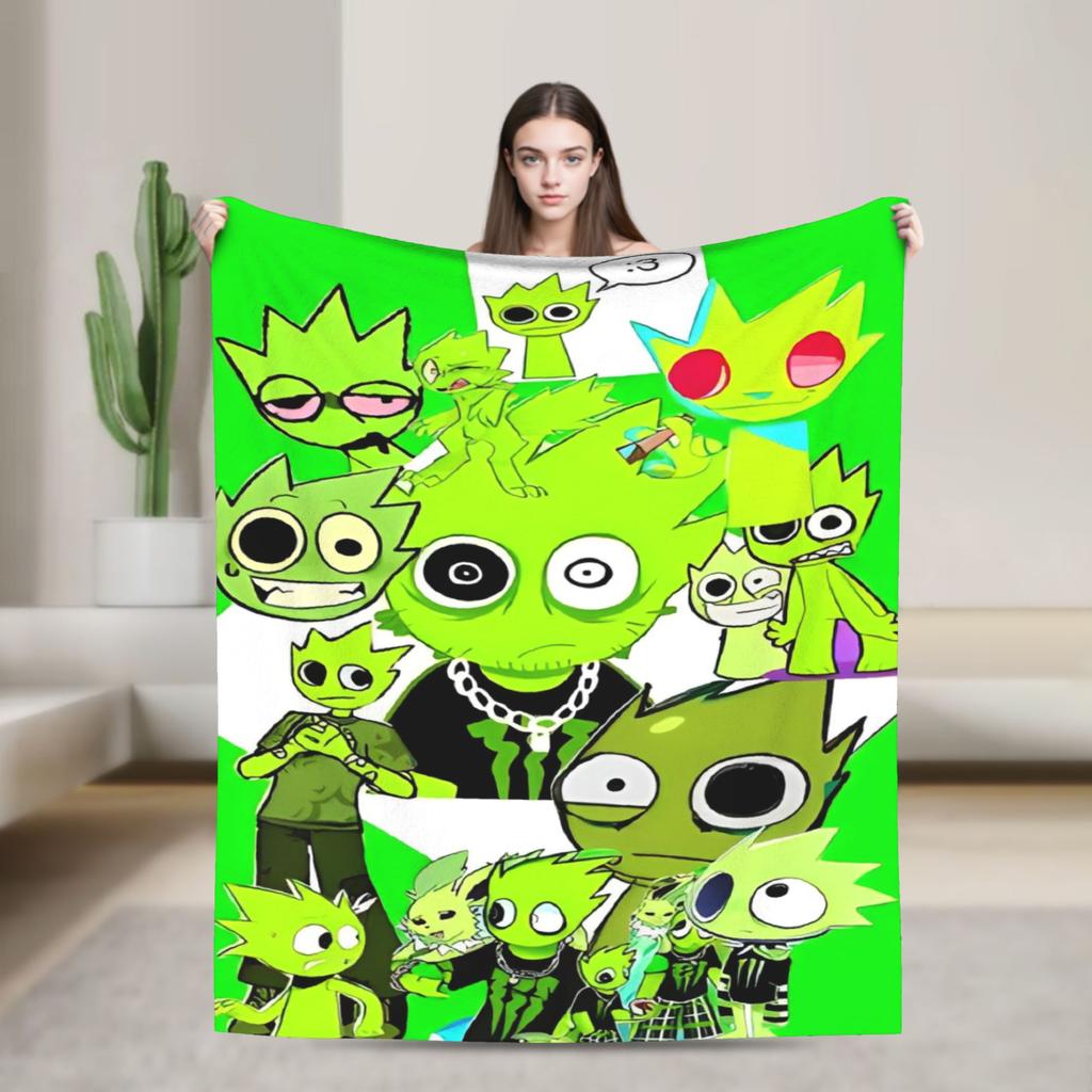 Sprunkis Game Blankets Fleece Novelty Breathable Throw Blankets for Chair Covering Sofa All Season