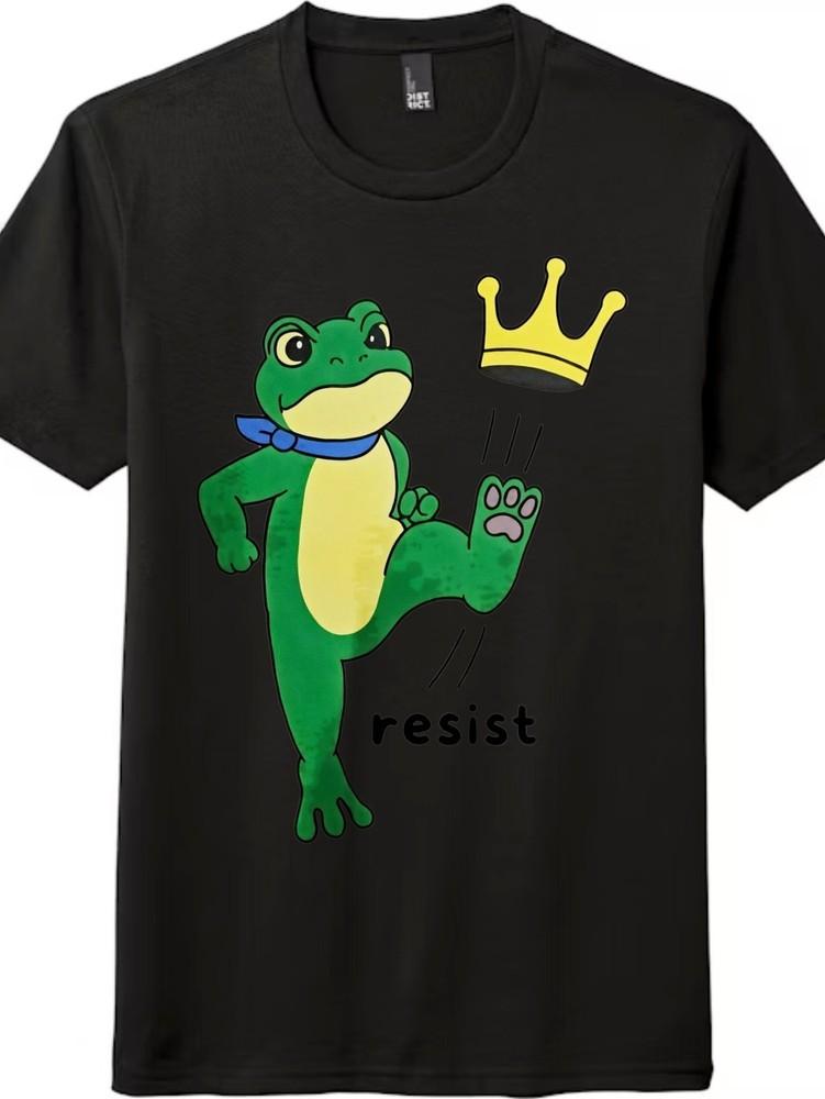 

Street Resist T-shirt|Frog Kicking Crown Dynamic Print Unisex Casual Trendy Tee M