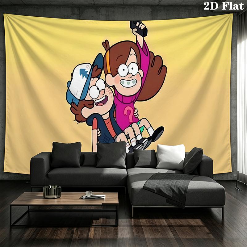 Gravity Falls Wall tapestry, aesthetic printed fabric blanket, suitable for bedroom, living room, and home decor.