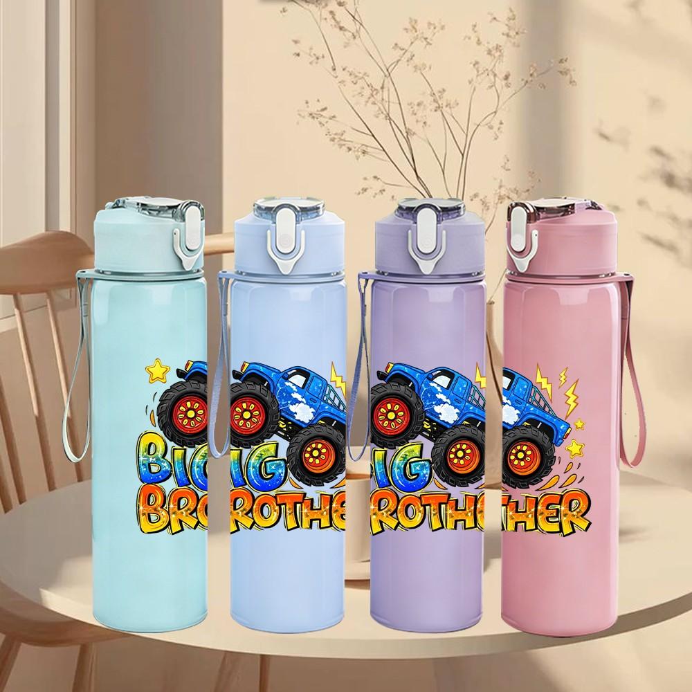 1PC Colorful Race Car Cartoon Badge Print 750ml Color Plastic Sports Water Bottle Leakproof Flip Straw Lid Suitable for Sports Office Home Use