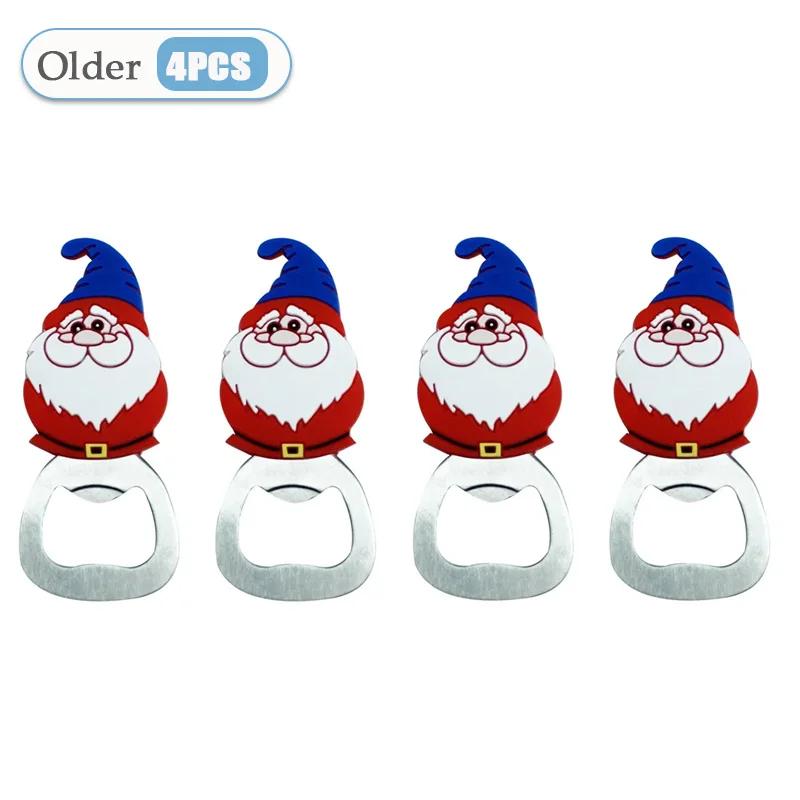 Christmas Magnetic Bottle Opener Santa Claus Beer Eagle Silicone Refrigerator Magnet Kitchen Tool Holiday Party Gift Decoration