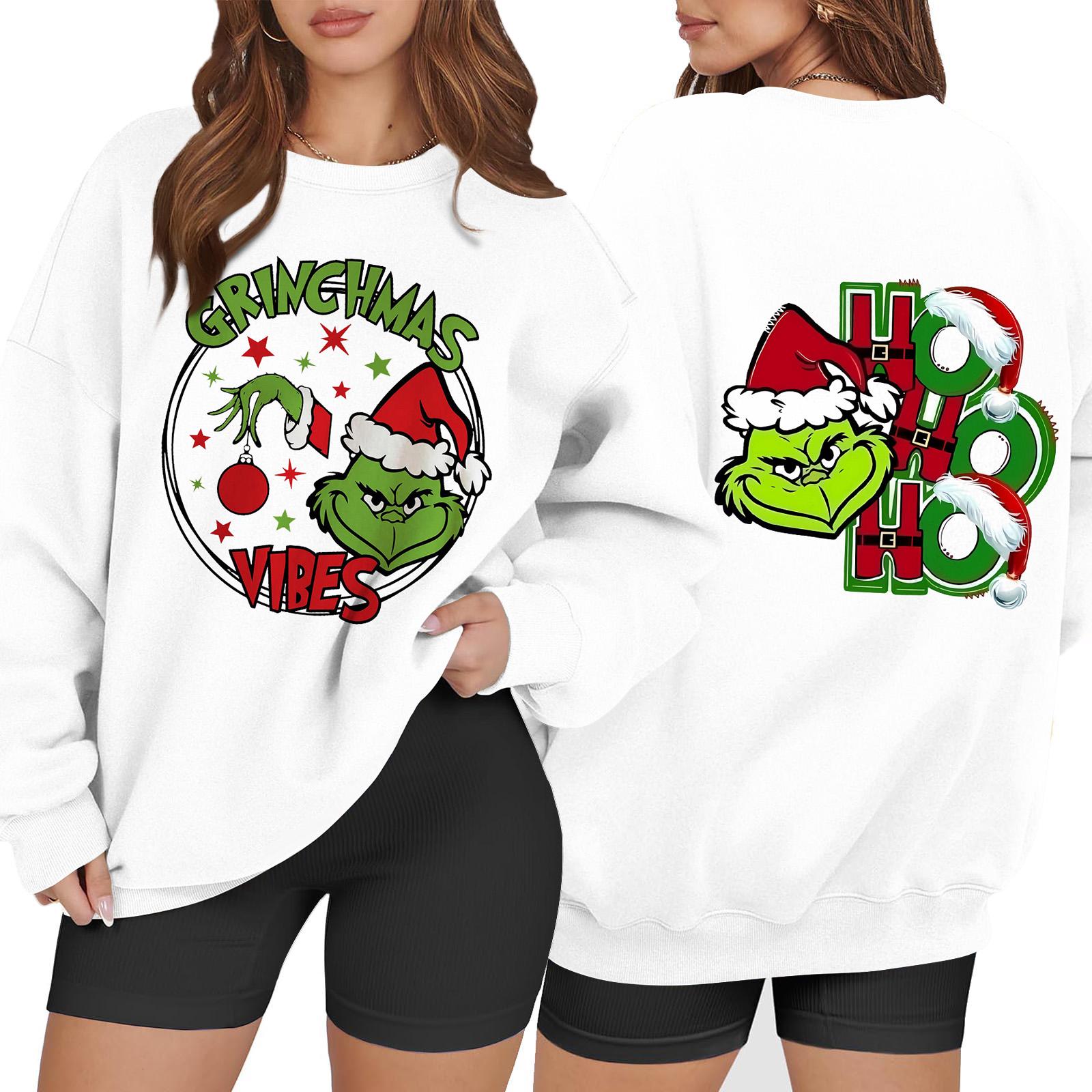 

Women s Fashion Long Sleeve Print Round Neck Loose Pullover Sweater Top XL