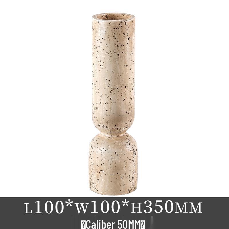Wabi-Sabi Imitation Travertine Marble Candlestick for Tea Room & Desktop Decor