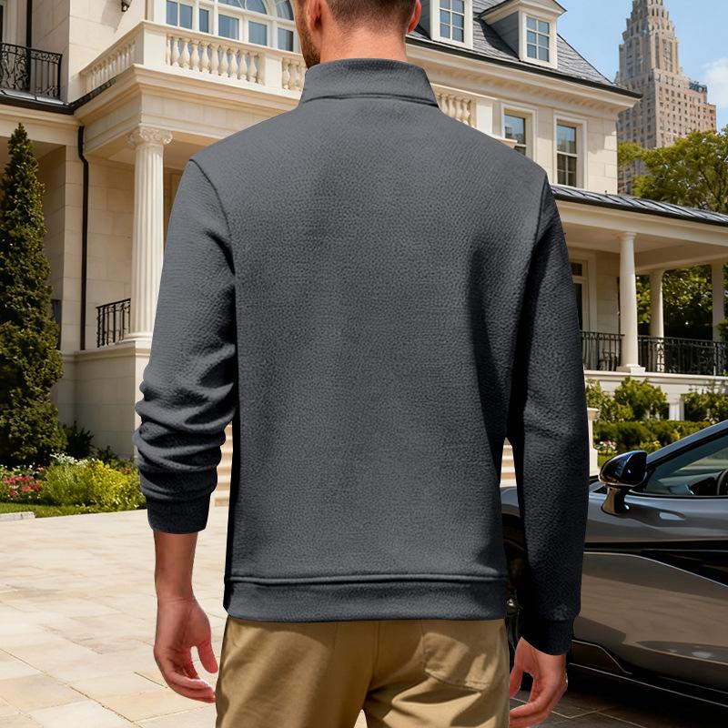 Outdoor Men Heavyweight Sweatshirts Pullover Half Zipper Hoodie Men Gym Autumn Winter Solid Warm Pull On Sweatshirt