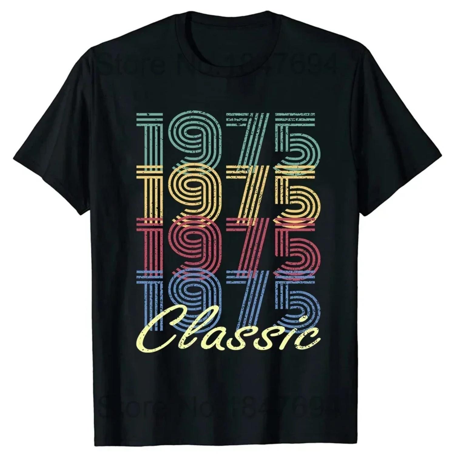

Vintage Legends 50 Years Old T Shirts Born In 1975 Novelty Awesome Graphic Cotton Streetwear Short Sleeve Birthday Gifts T-shirt XXXXXL чорний