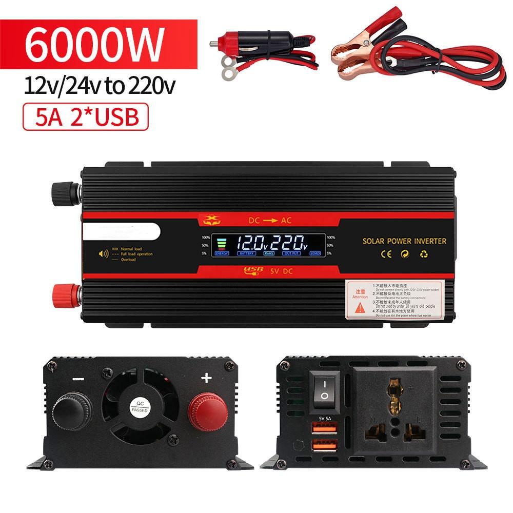 1000W/3000W/4000W/6000W High Power Universal USB Car Inverter 12v24v to 220V Household Power Converter Portable Sine Wave Inverter