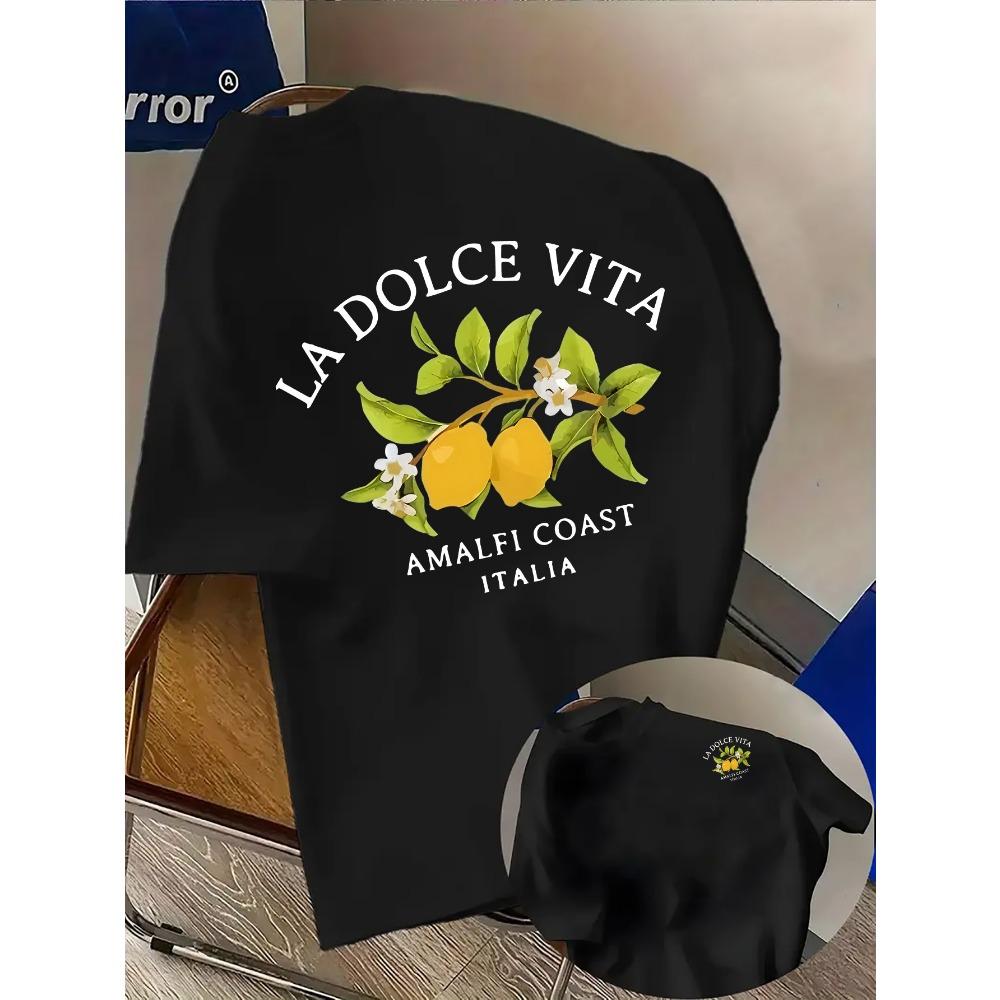 Men Summer Italian  Beach Pattern  T-shirt  Lightweight and Breathable Fabric  Suitable for Daily Wear