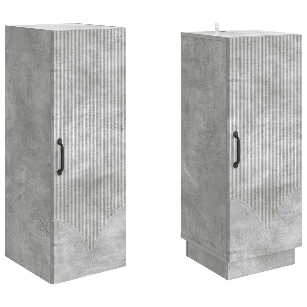Cabinet Set 2 pcs Concrete Grey Wood Based Material