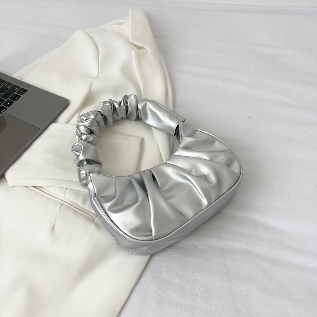 New Korean Style Shoulder Dumpling Bag, French Style Bag, Fashionable Cloud Bag, Pleated Handbag for Women