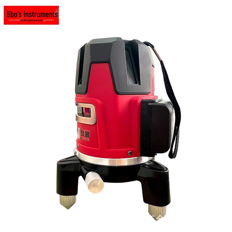 Bo's High-Precision 5-Line Red Laser Spirit Level: Automatic Leveling, Infrared, Outdoor Use.