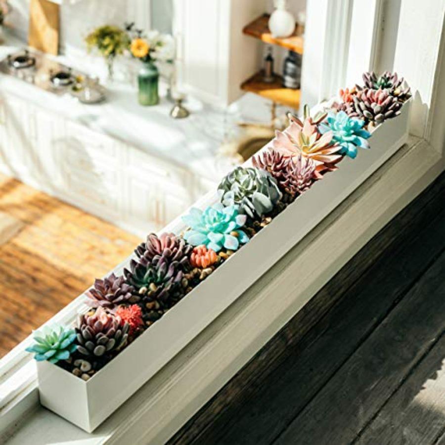 Modern Rectangle Planter Box 32 Metal Planter Ideal for Long Succulent Rectangular Box for Table or Window Sill Trough for Indo