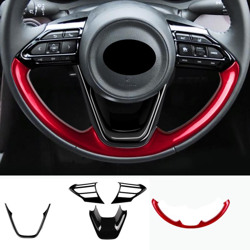 For Toyota Yaris /yaris Cross    CarbonFiber Car Steering Wheel Panel Cover Trim Decorate Frame Sticker Accessories
