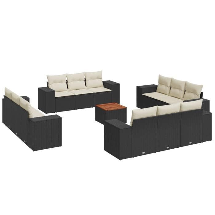 VidaXL Garden Lounge Set with Cushions 13 Pcs Black Braided Resin 3225377