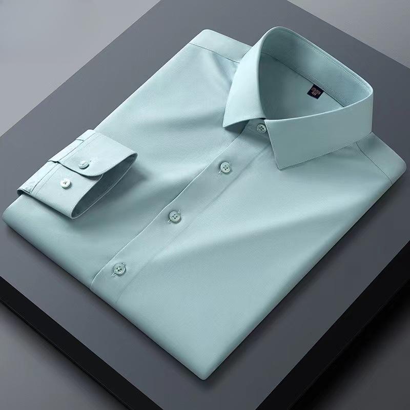 Camicie da Uomo di Alta Gamma, Serie Uomo Seta di Gelso, Camicie Casual a Maniche Lunghe, Drappeggio Estivo Ghiacciato, Camicie Senza Stiro