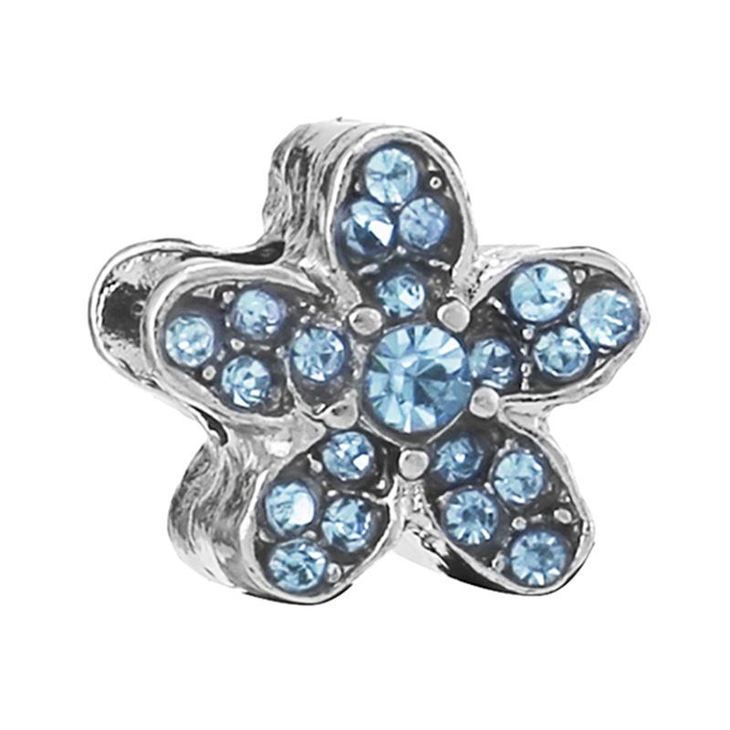 New Silver Plated Blue Diamond Alloy Large Hole Charm Beads For DIY Bracelet Necklace Jewelry Accessories Gifts
