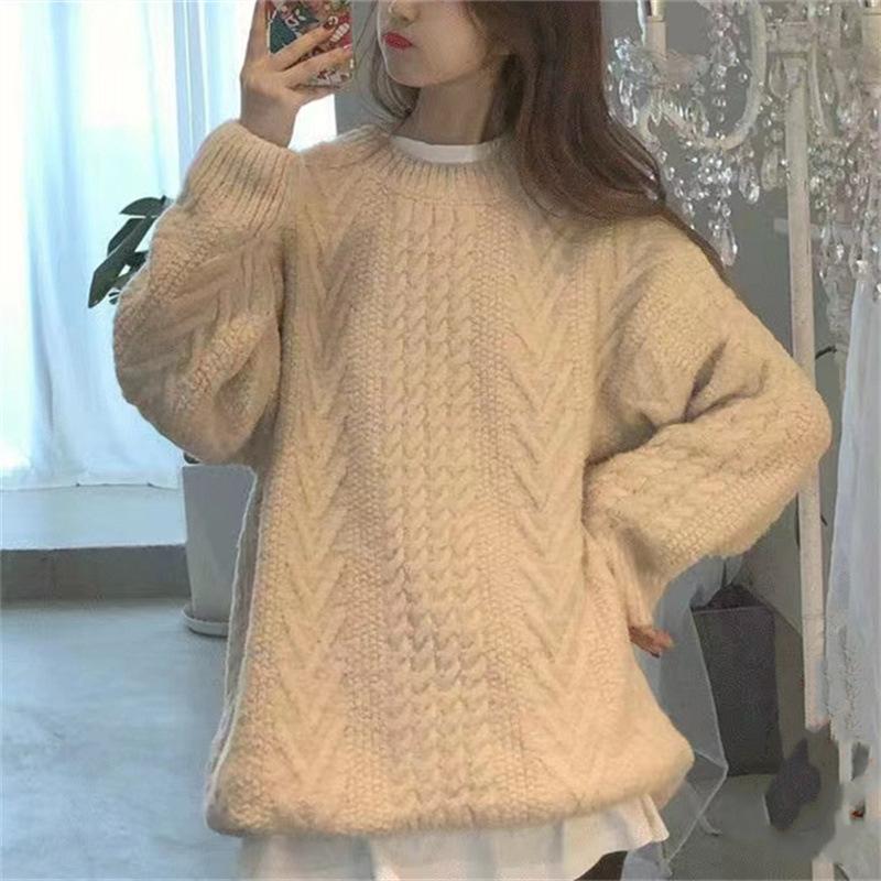 Pulover de Dama Toamnă Timpurie Iarnă Top Larg Retro Gogoși Răsucite Tricotat