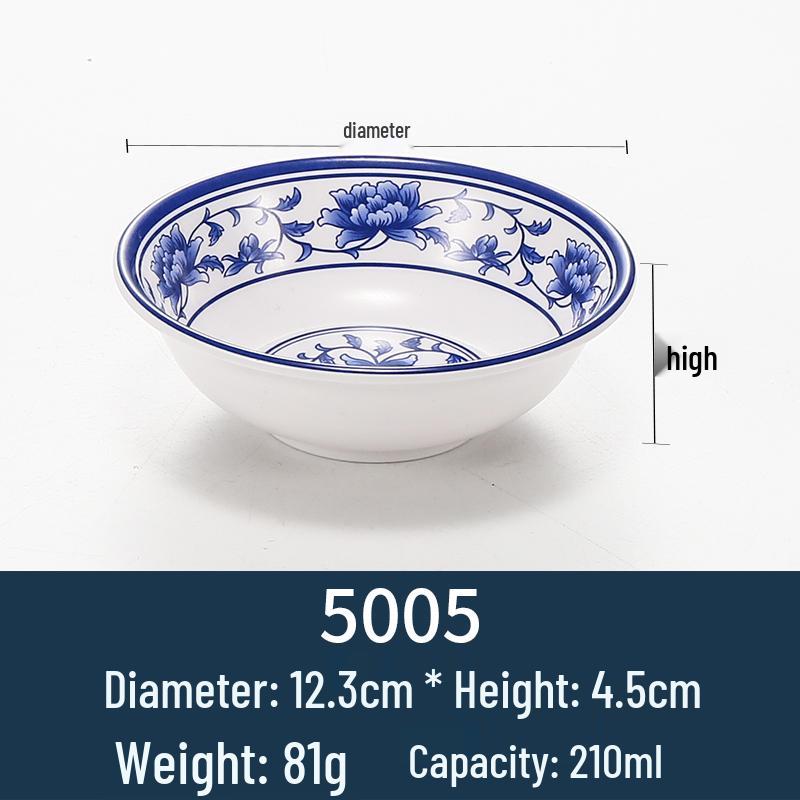 Melamine Blue & White Porcelain-Style Small Bowl for Seasoning, Rice, Porridge, Soup - Ideal for Hotels & Restaurants