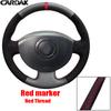 CARDAK Kunstleer Zwart Suede Auto Stuurwielhoezen voor Renault Megane 2 2003-2008 Scenic 2 2003-2009 Kangoo 2008