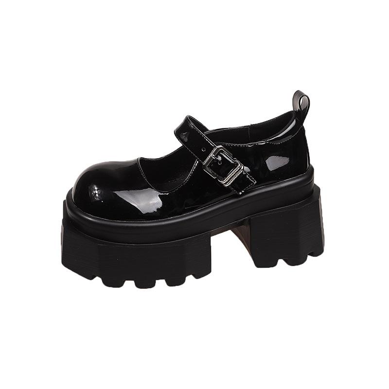 Popular Mary Jane small leather shoes women's 2025 summer new high-heeled versatile skirt thick-soled heightening shallow single shoes