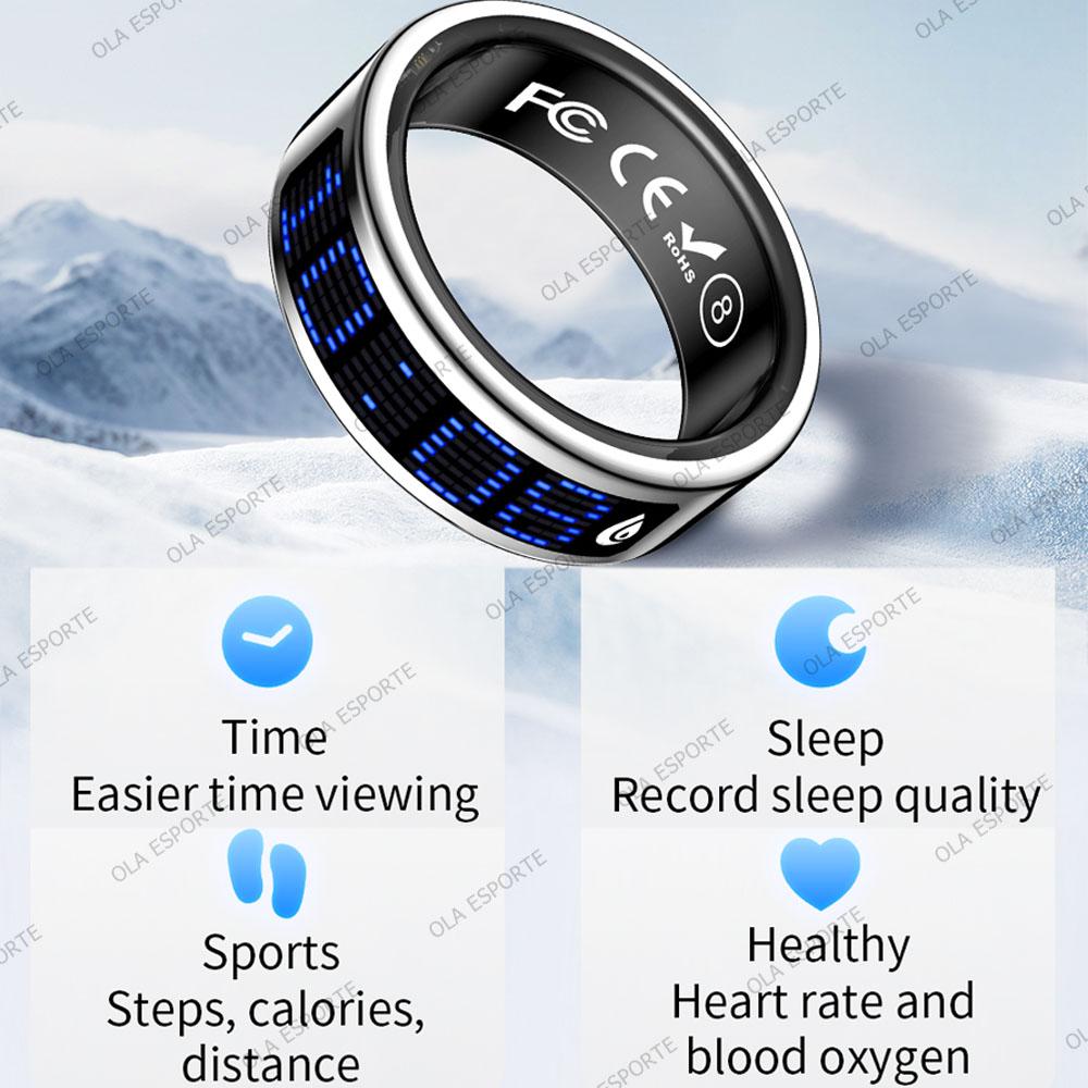 Smart Ring with Touch Display Screen, Wireless Charging, Health Manager, 5 ATM Waterproof For Men Women Smart Rings R12 R08