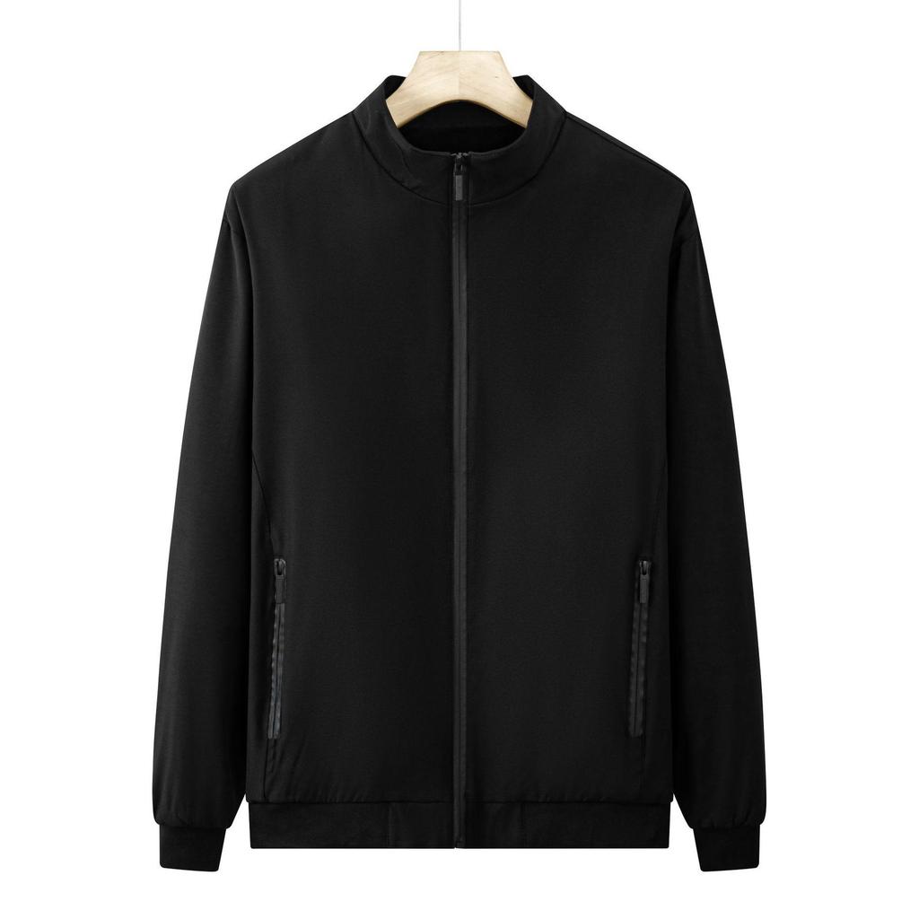 Men's Slim Fit Windproof Jacket - American Business Casual, Stand Collar, Plus Velvet, Warm & Wear-Resistant.