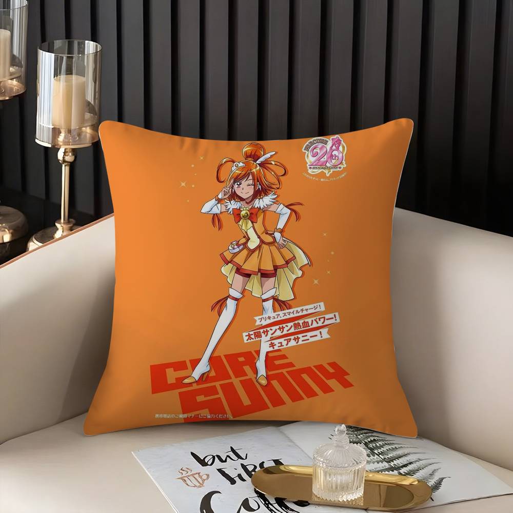 Pillow Case Cartoon S-Smile P-Precures Home Dorm Chair Back Short Plush Double-Sided Printing Office Nap Time Cushion Cover