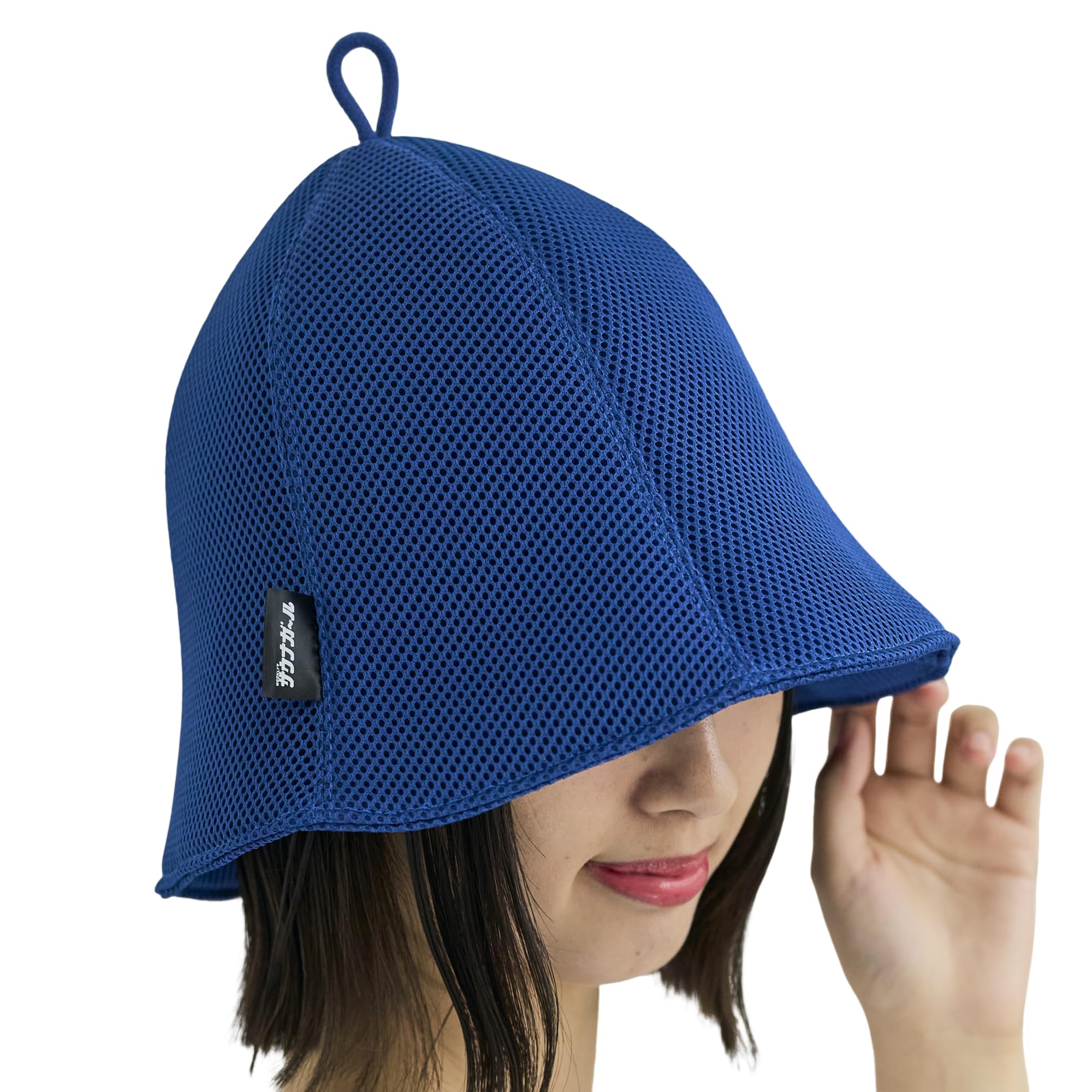 Unisex Mesh Sauna Hat – Quick-Dry Foldable Sauna Cap, Lightweight Washable Deep-Fit Hat for Sauna, Spa & Hot Springs, Stylish Bath Accessory (Navy)