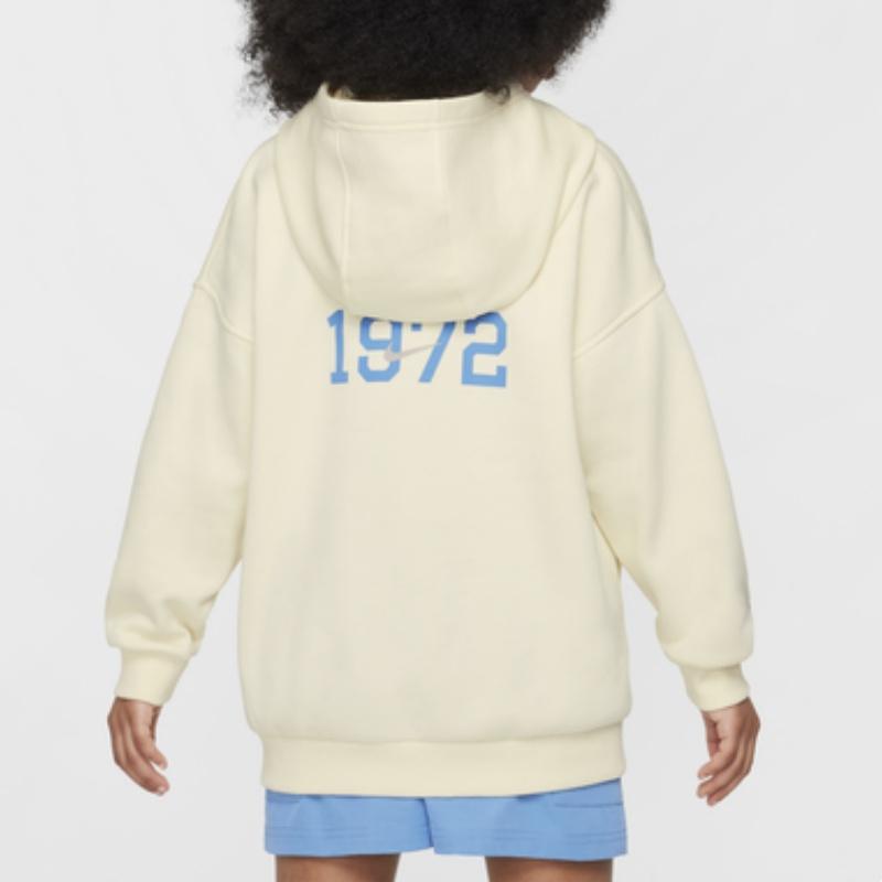 Nike Sportswear Club Fleece Soft Comfortable Loose Warm Hooded Sweatshirt Kids Sweatshirt Coconut-Milk University-Grey HJ3371-113