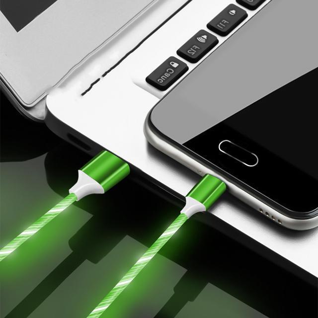 Luminous Fast-Charging Data Cable with Colorful Flowing Light for Huawei, Apple, and Android Type-C Devices