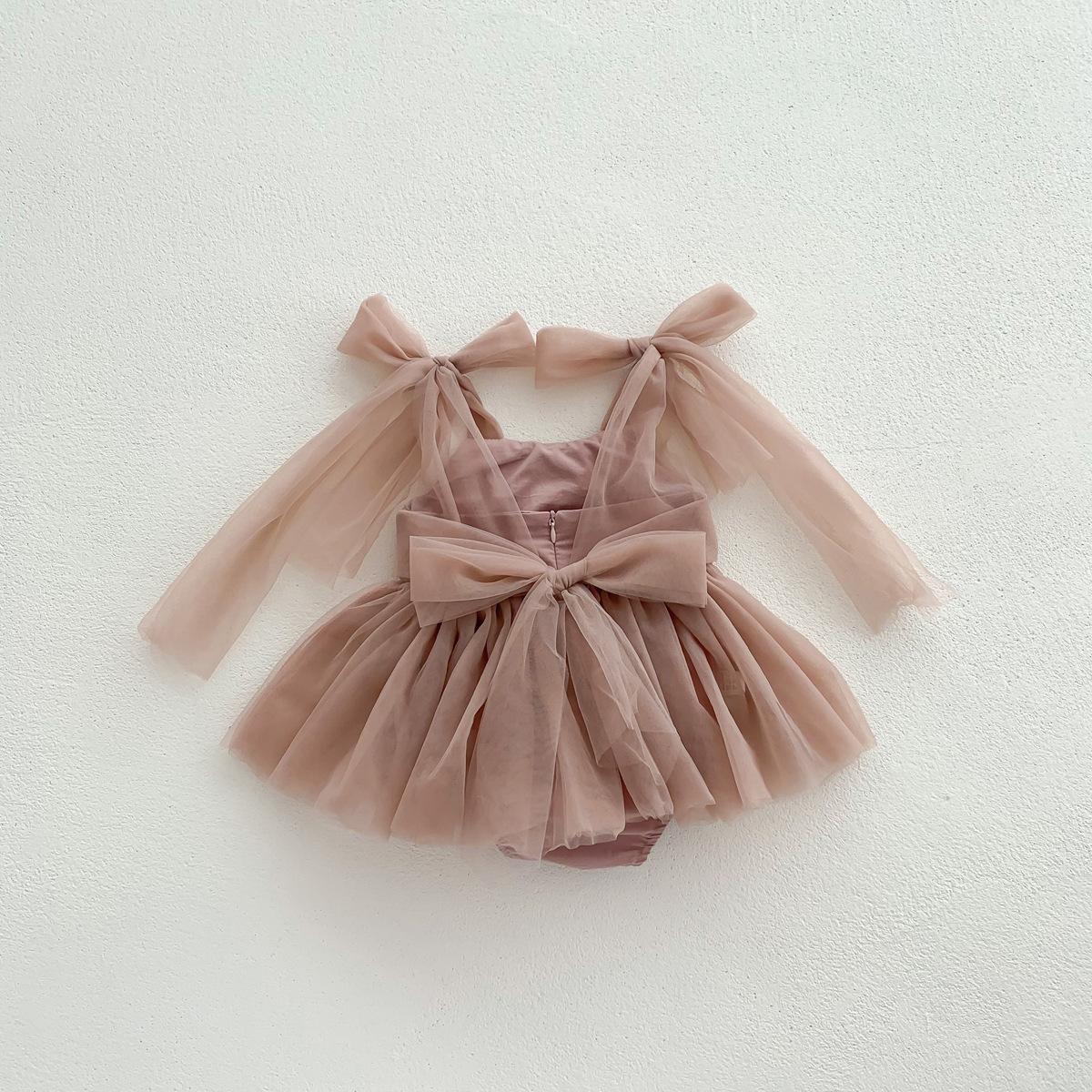 

Платье принцессы из сетки без рукавов для новорожденной девочки, хлопковый ромпер, летний наряд для фотосессии, празднование 100 дней, детская одежда 80cm розовый