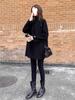 Plus Size Women's Black Wool Slimming Trench Coat - Double-Sided Woolen Jacket for Spring/Autumn 2025.