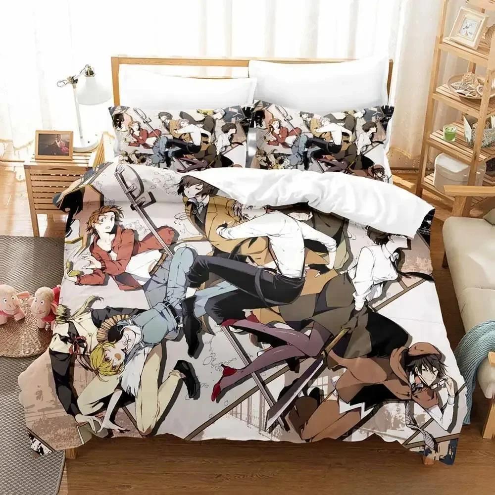 Bungou Stray Dogs S4 Beding Set Single Twin Ful Quen King-Sized Dimensionsd Dimensions Bed Linen Set Adult People Kid Bedrom Duvetcover Sets Anime Bed