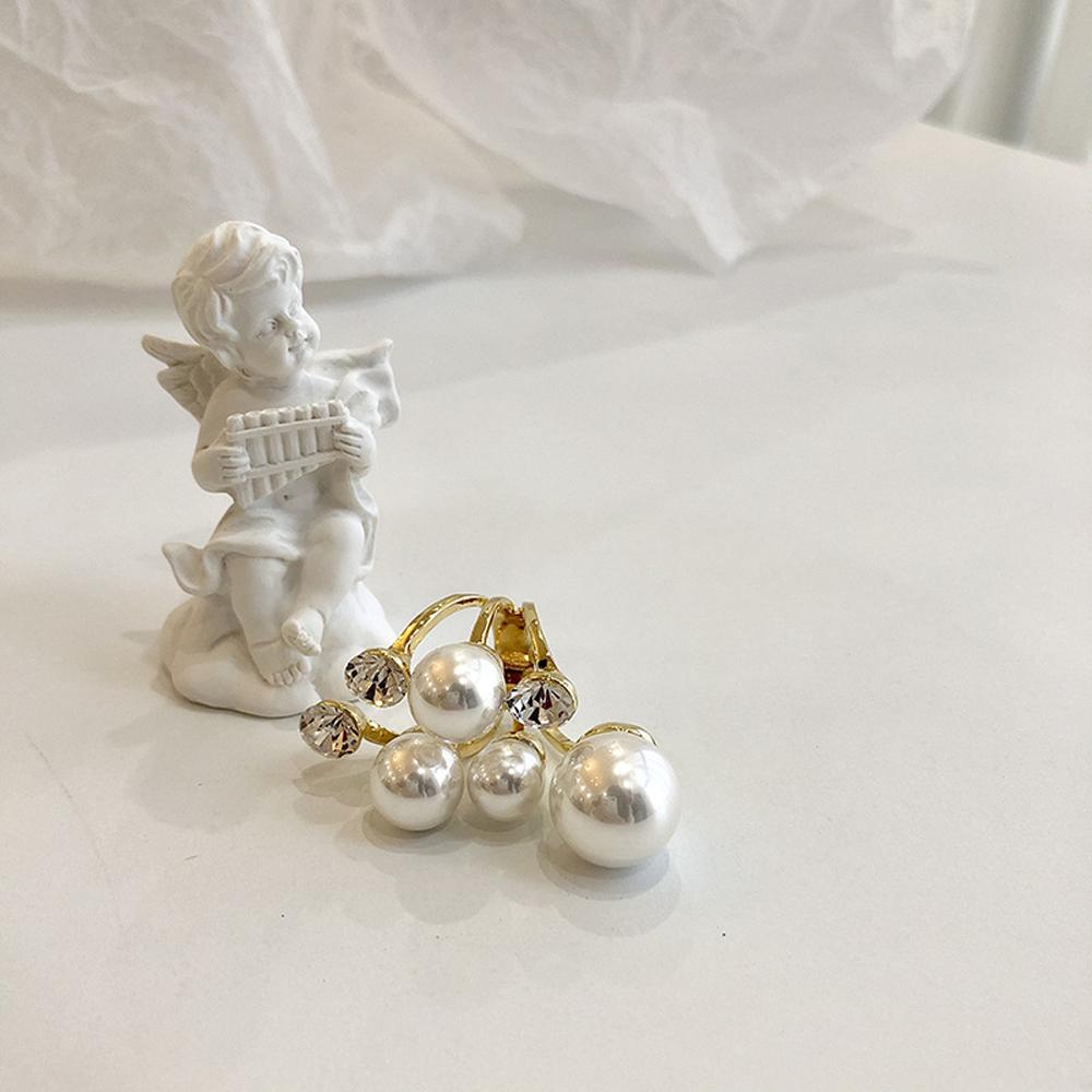 for Women Lady Jewelry Rhinestone Irregular Finger Rings Open Rings Multi Pearl Rings Shiny Crystal