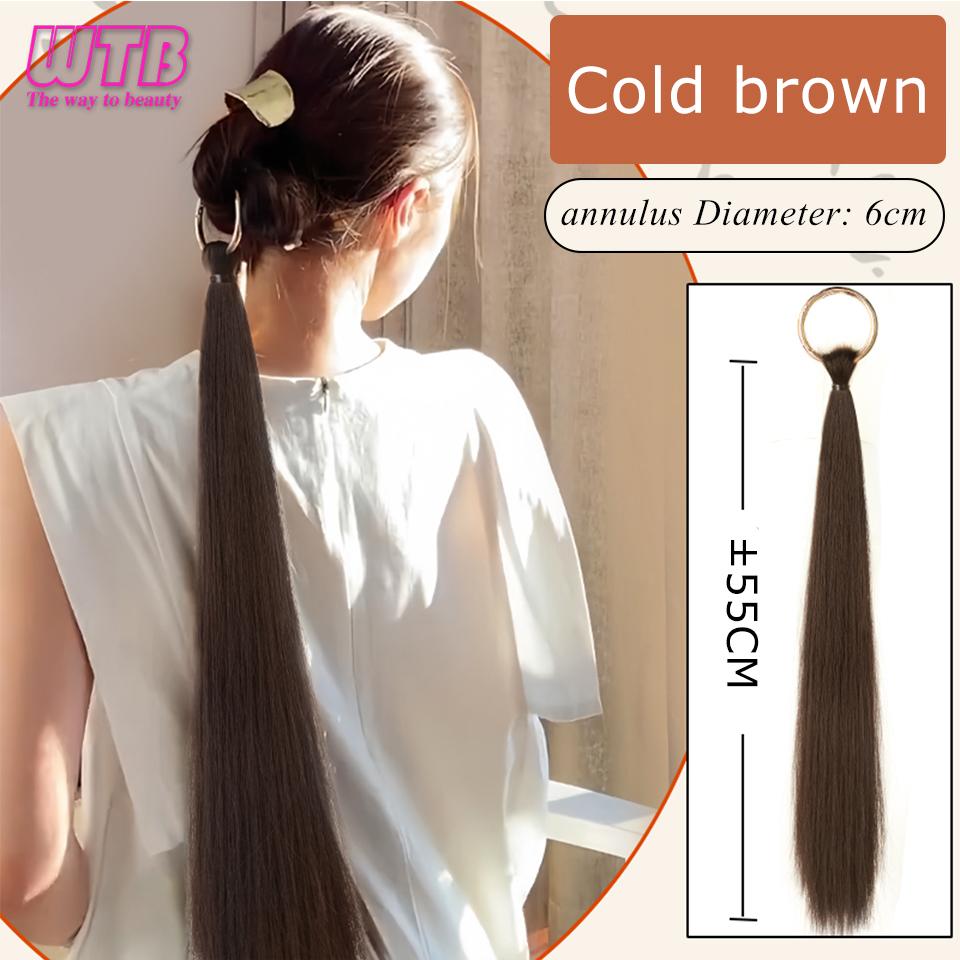 WTB sintetinis ilgas tiesus kabantis žiedas surišti į uodegą perukas moteriškas švelnus temperamentas priauginami plaukai surišo perukas