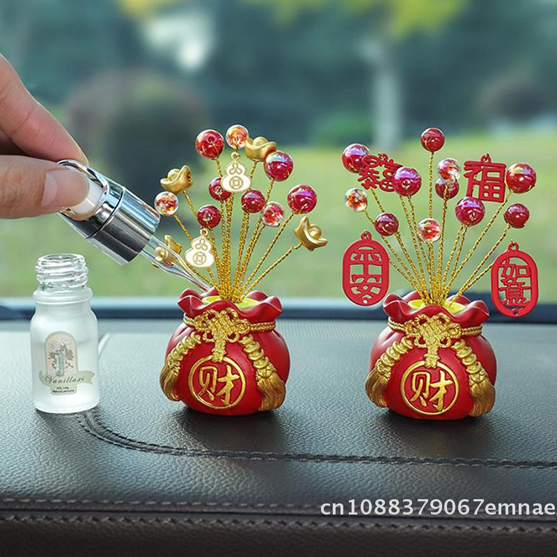 Chinese NewYear Money Tree God Feng Shui Fa Cai Lucky Fortune Miniature Desktop Car Ornament for Home Spring Festival Decoration