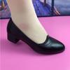 Soft Sole Comfortable Soft Leather Work Shoes Comfortable Mid-heel Four Seasons Women's Thick-heeled Non-slip Leather Shoes