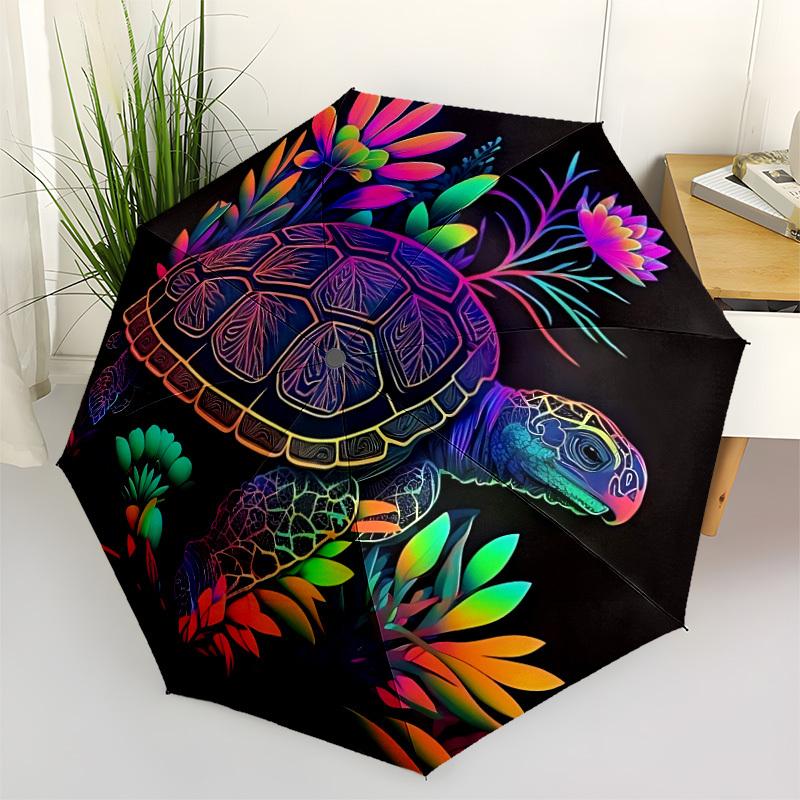 1 Stück Schildkröten-Garten-Automatik-Klappschirm - 8-Speichen-Kompakter Reiseschirm Langlebig & Tragbar für den Außenbereich, Perfektes Geschenk für Geburtstage097