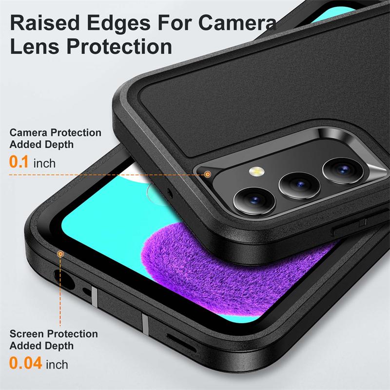 3 In 1 Heavy Armor Defend Phone Case For Samsung Galaxy A16 A06 A15 A14 A54 A26 A36 A56 A17 A27 A37 5G Plastic Frame TPU Cover
