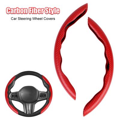 Couverture de rehausseur de volant de voiture, accessoires de décoration intérieure automobile, cuir microfibre universel, aspect Fiber de carbone