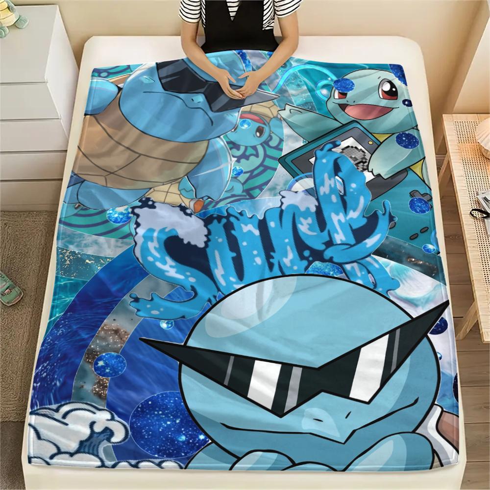 Squirtle pattern Flannel Blanket, High quality Comfortable for All Seasons, Home Decor, Warmth and Comfort, Perfect for Gifts.