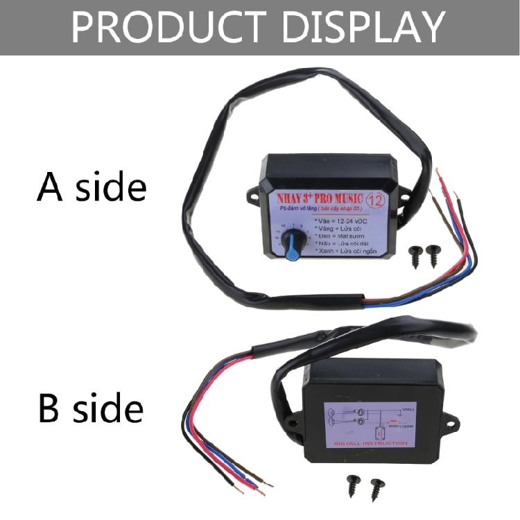 12 Sounds Car Horn Controller Electric Horn Speaker Sound Control Unit 12-24V