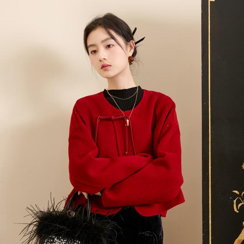 Sancai Neuer Chinesischer Stil Doppelseitiger Wollmischmantel