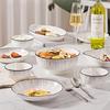 Nordic Stone Pattern 35-Piece Ceramic Dinnerware Set